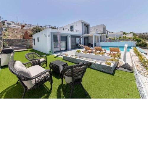 3BR-Villa with Private Pool, BBQ, Sea View-Bodrum Yalikavak