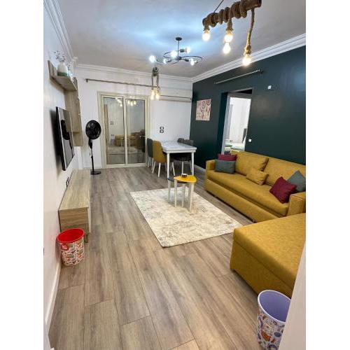 A very luxurious hotel apartment in Obour, the entertainment district, second floor, without an elevator