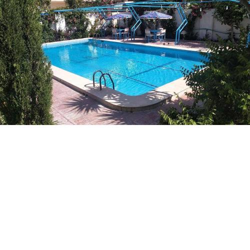 Blue family villa with large private pool