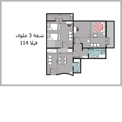 Chalet 3 VILLA114 first floor 2bed rooms and 2 bathrooms sea view green beach