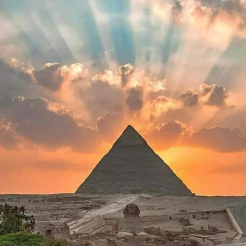 Golden pyramids view