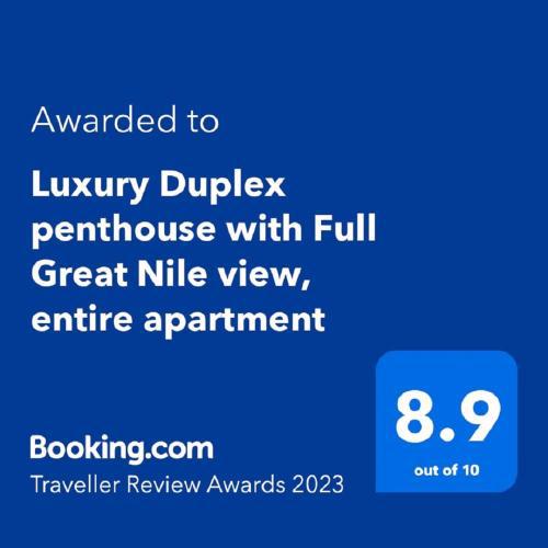 Luxury Duplex penthouse with Full Great Nile view, entire apartment