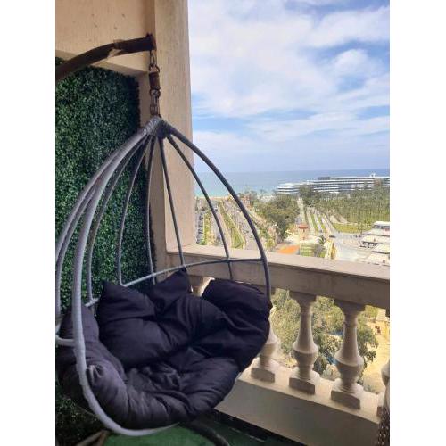 Sea and Montaza Palace view 2 bedrooms apartment alexandria,2 full bathrooms, with 2 AC and 1 Stand Fan, free wifi , available all year days with 3 heavy blankets