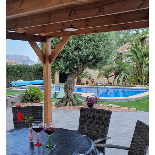 Serene mountain views Spacious garden and sole use of the 10x5m pool