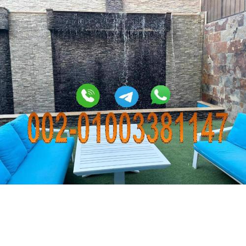 Trio villa with falls in compound فلا بحديقة كبيره وشلالات صناعية