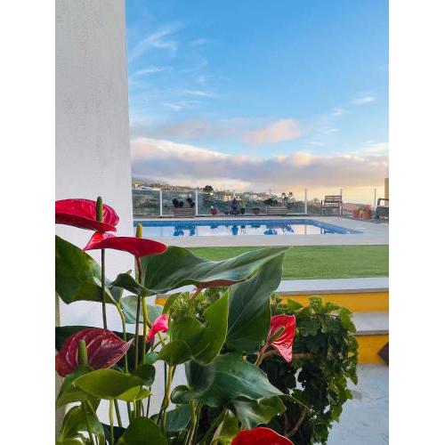 Vistas directas al volcán y piscina